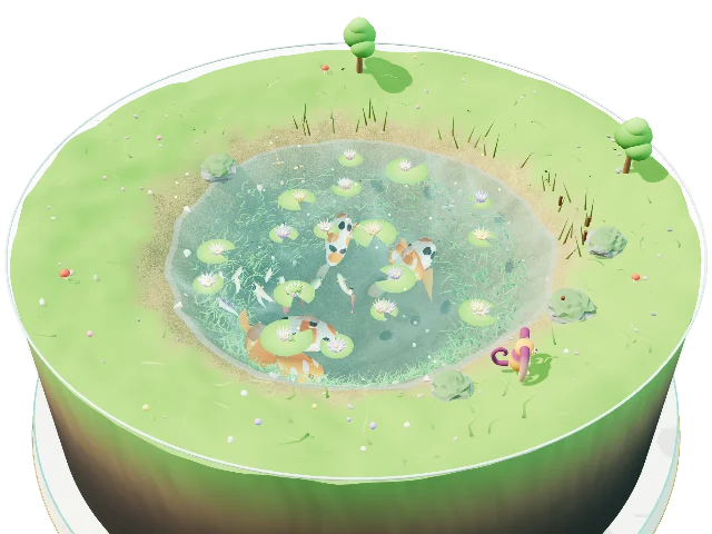 池のジオラマ